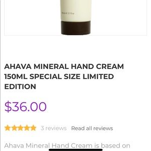 AHAVA special size limited edition hand cream